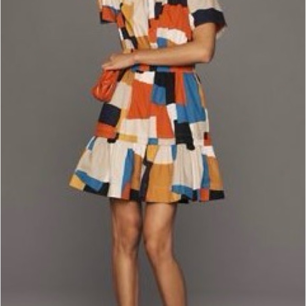 Anthropologie Multicolor Patchwork Mini Dress